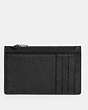 COACH®,ZIP CARD CASE,Pebbled Leather,Gunmetal/Black,Back View