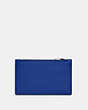 COACH®,ZIP CARD CASE,Pebbled Leather,Gunmetal/Sport Blue,Front View