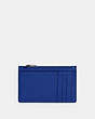 COACH®,ZIP CARD CASE,Pebbled Leather,Gunmetal/Sport Blue,Back View