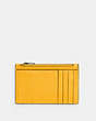 COACH®,ZIP CARD CASE,Pebbled Leather,Gunmetal/Ochre,Back View