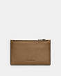 COACH®,ZIP CARD CASE,Pebbled Leather,Gunmetal/Elm,Front View
