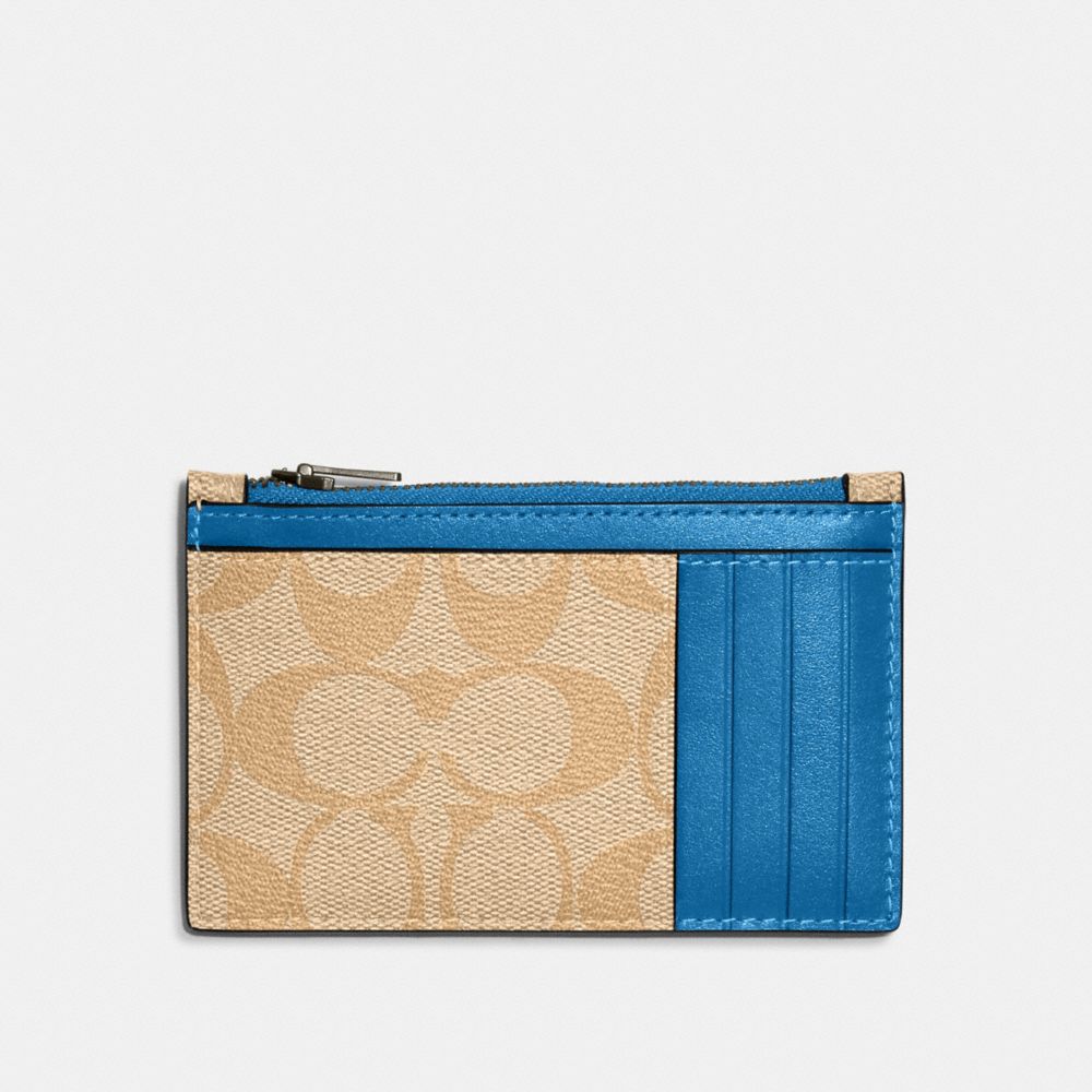 COACH Business Card Case In Signature Canvas in Blue