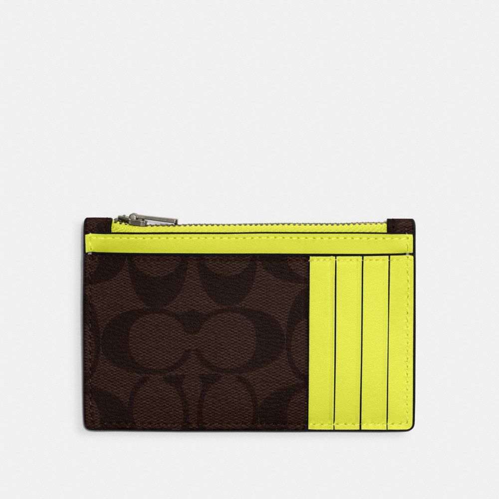 Coach Outlet Zip Card Case in Signature Leather - Yellow - One Size