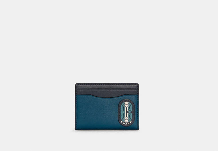 Magnetic Card Case In Colorblock With Striped Coach Patch