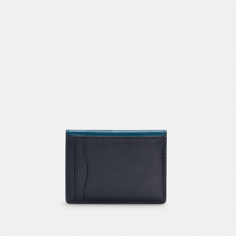 COACH®,Magnetic Card Case In Colorblock With Striped Coach Patch,,Back View