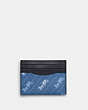 COACH®,SLIM ID CARD CASE WITH HORSE AND CARRIAGE DOT PRINT,Gunmetal/Pale Jewel Blue,Front View