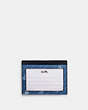 COACH®,SLIM ID CARD CASE WITH HORSE AND CARRIAGE DOT PRINT,Gunmetal/Pale Jewel Blue,Back View
