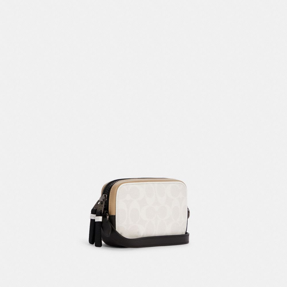 Mini Edge Double Pouch Crossbody In Colorblock Signature Canvas With Striped Coach Patch