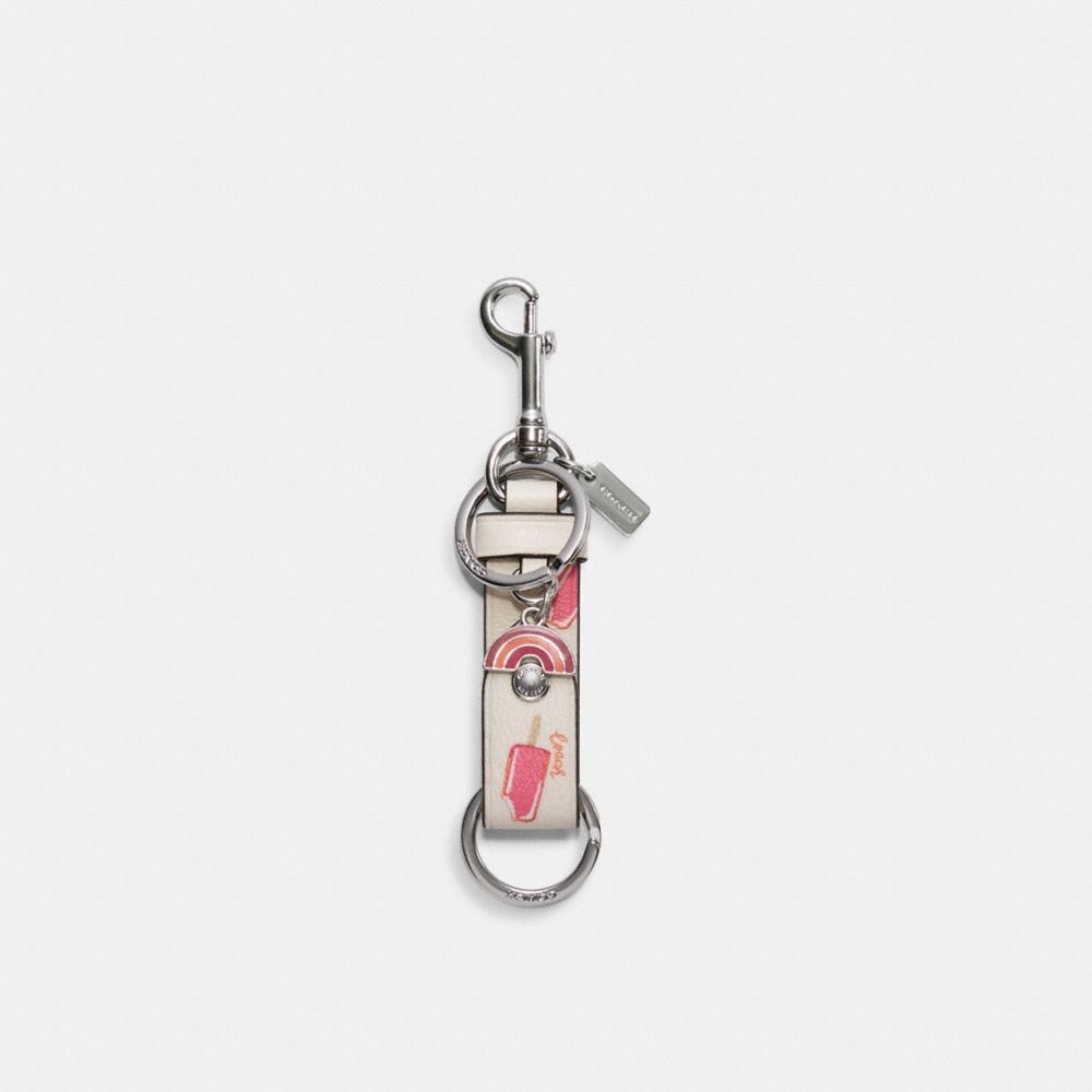 🌟🌷Coach Valet Trigger Snap Bag Charm Key Ring FOB Signature Heart  *AUTHENTIC*