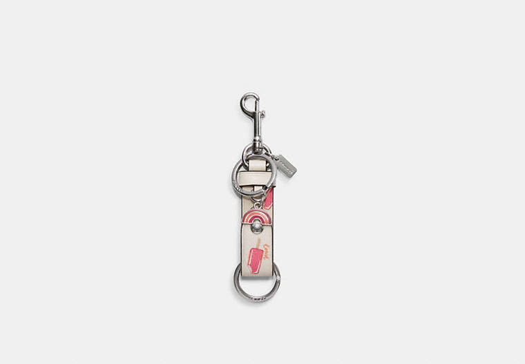 COACH®,TRIGGER SNAP BAG CHARM WITH POPSICLE PRINT,pvc,Silver/Chalk Multi,Front View