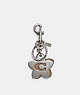 COACH®,WILDFLOWER BAG CHARM IN SIGNATURE CANVAS,mixedmaterial,Silver/KHAKI,Front View