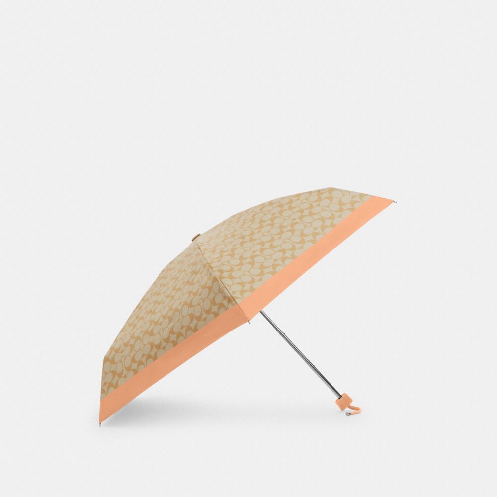 COACH®,UV PROTECTION SIGNATURE MINI UMBRELLA,Nylon,Sv/Faded Blush,Front View