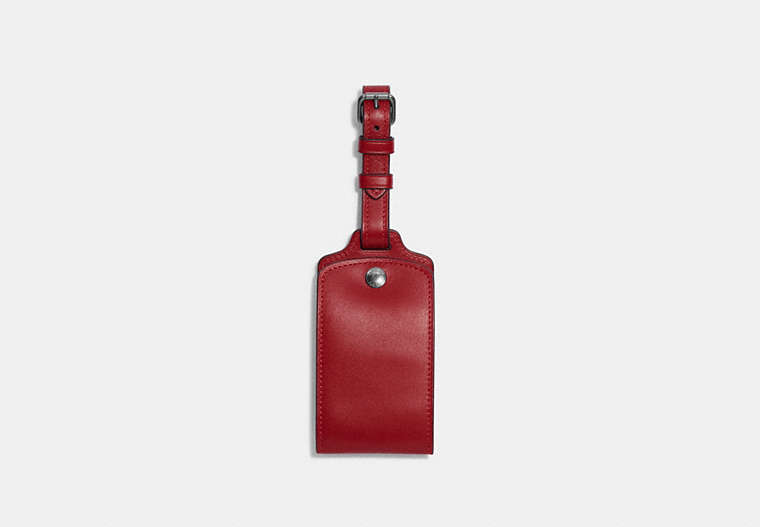 COACH®,LUGGAGE TAG,Leather,Gunmetal/1941 Red,Front View