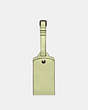 COACH®,LUGGAGE TAG,Leather,Gunmetal/Pale Lime,Front View