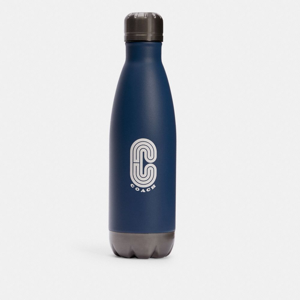 COACH®,WATER BOTTLE WITH COACH PRINT,n/a,Mini,Black Antique/Charcoal Dark Sea Green,Front View