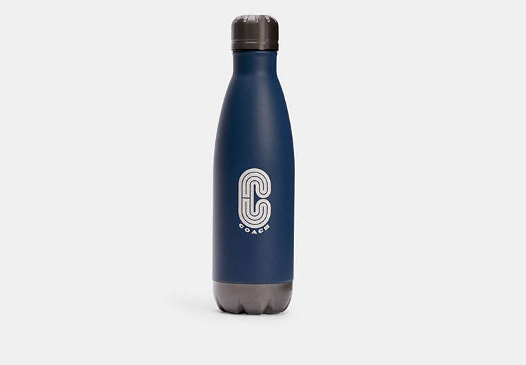 COACH®,WATER BOTTLE WITH COACH PRINT,n/a,Mini,Black Antique/Charcoal Dark Sea Green,Front View