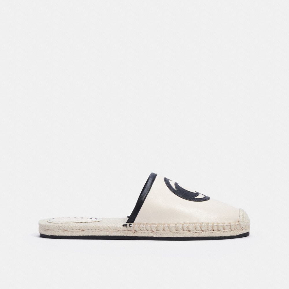 COACH®,CHANNING ESPADRILLE,Leather,Chalk,Angle View