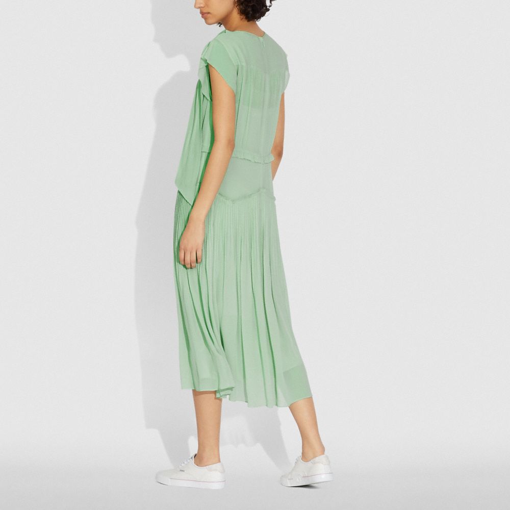 COACH®,SLEEVELESS UPTOWN DRESS,Viscose,Pale Green,Scale View