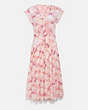 COACH®,PRINTED SLEEVELESS UPTOWN DRESS,Silk,PINK/CORAL,Front View