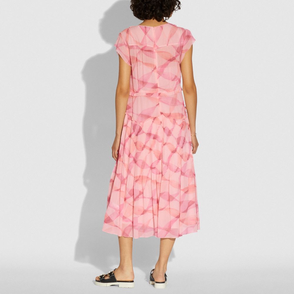 COACH®,プリンテッド スリーブレス アップタウン ドレス,ﾋﾟﾝｸ/ｺｰﾗﾙ