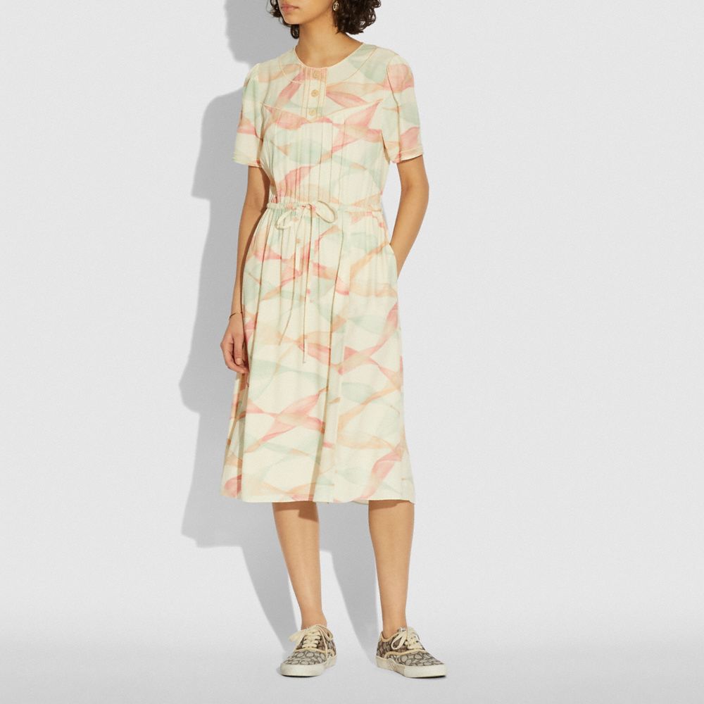 COACH®,Trompe L'oeil Short Sleeve Dress,,Scale View