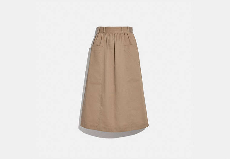 COACH®,TRENCH SKIRT,Cotton/Polyester,Mud,Front View