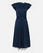 COACH®,SLEEVELESS PLEATED DRESS,Viscose,NAVY,Front View