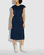 COACH®,SLEEVELESS PLEATED DRESS,Viscose,NAVY,Scale View