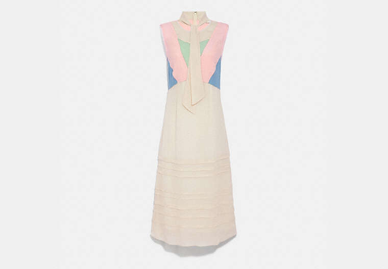 COACH®,PAINT BY THE NUMBERS DRESS,Viscose,Pale Yellow,Front View