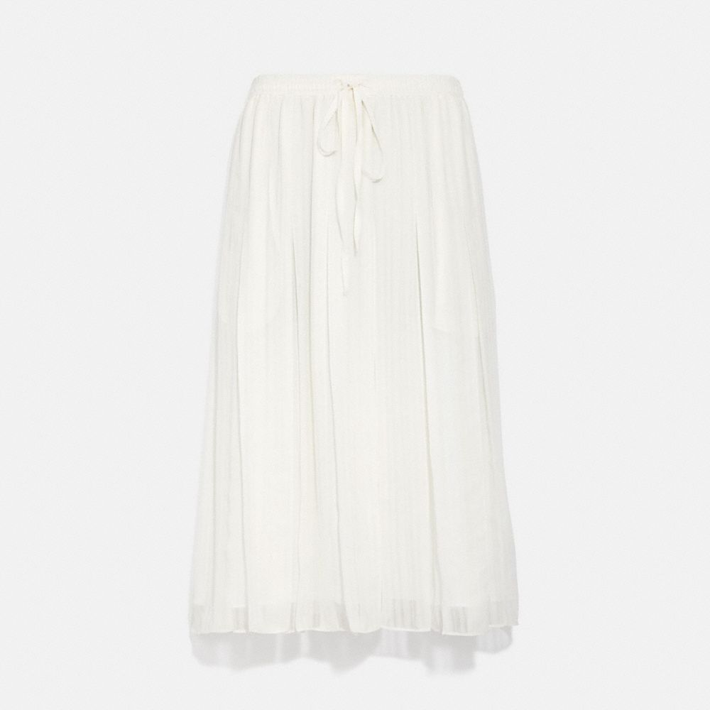 COACH®,GATHERED WAIST SKIRT,Silk,Ivory,Front View