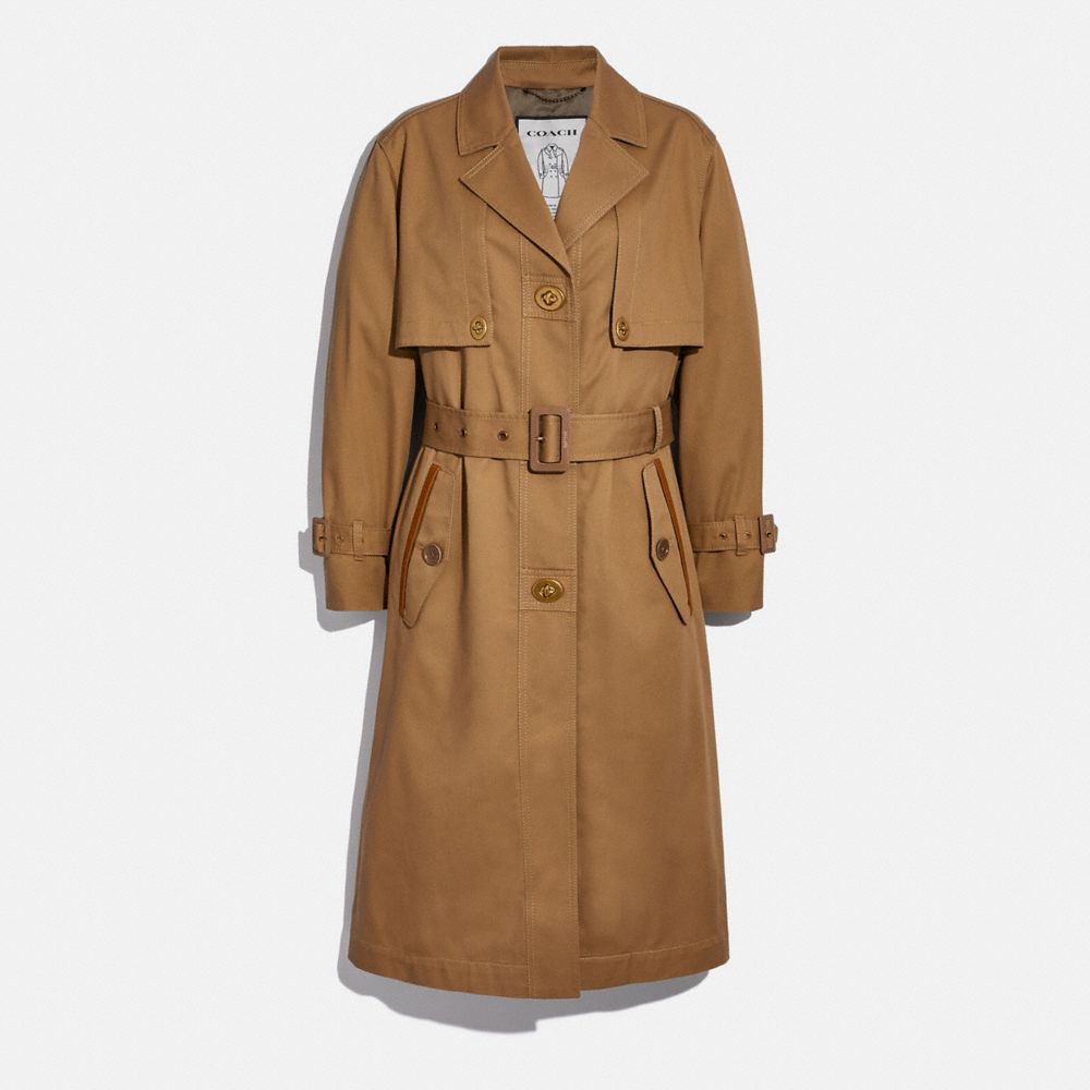 Coach leather trench coat best sale