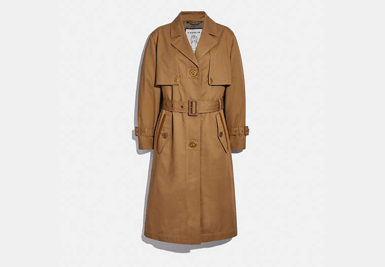Cotton Trench Coat With Leather Trim