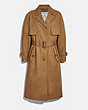 COACH®,COTTON TRENCH COAT WITH LEATHER TRIM,mixedmaterial,80s Trench,Front View