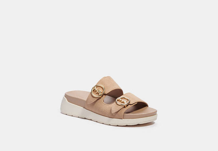 COACH®,GABLE SANDAL,Leather,Taupe,Front View