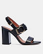 COACH®,MABEL SANDAL,Leather,Black,Angle View