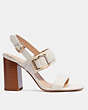 COACH®,MABEL SANDAL,Leather,Chalk,Angle View