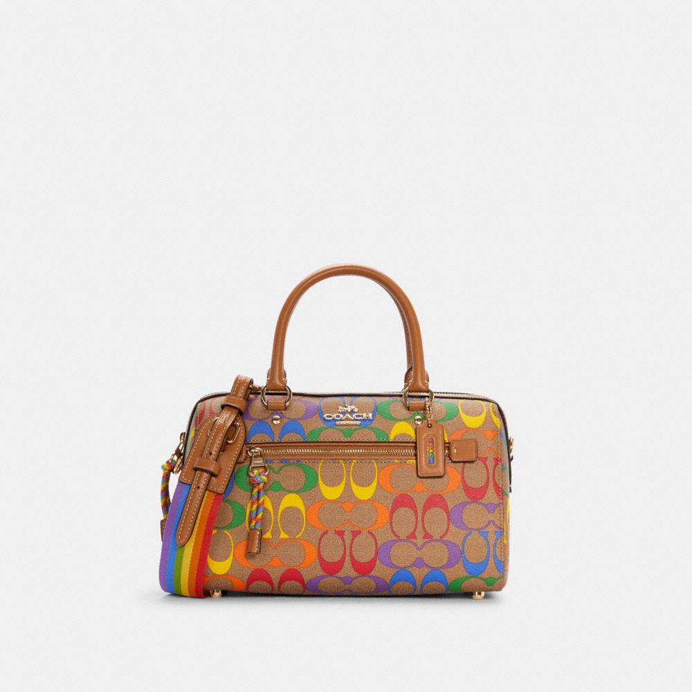 COACH Outlet Rowan Satchel Bag In Rainbow Signature Canvas