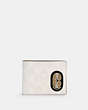 Slim Billfold Wallet In Colorblock Signature Canvas With Striped Coach Patch