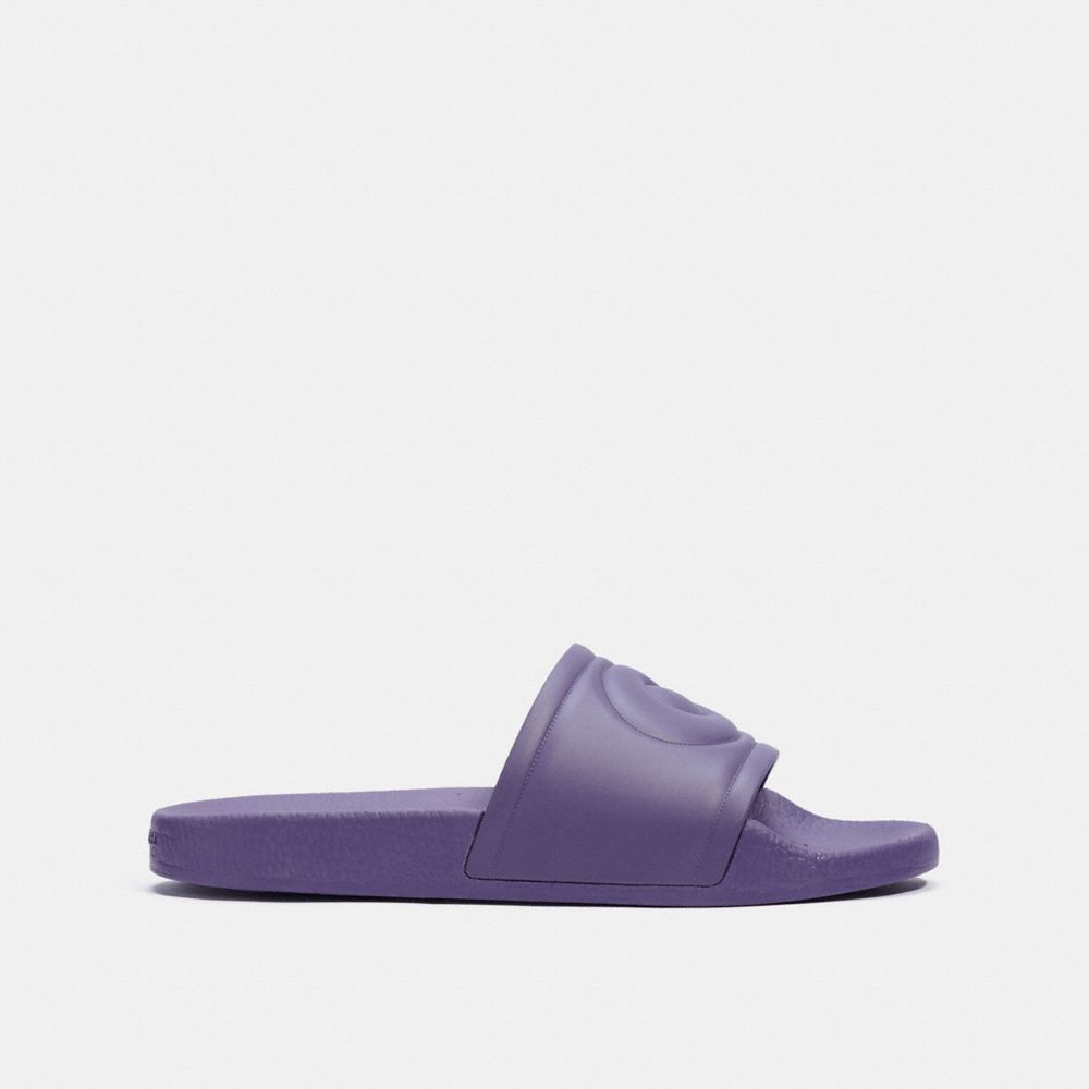 COACH®,ULLA SLIDE,Rubber,Vintage Purple,Angle View