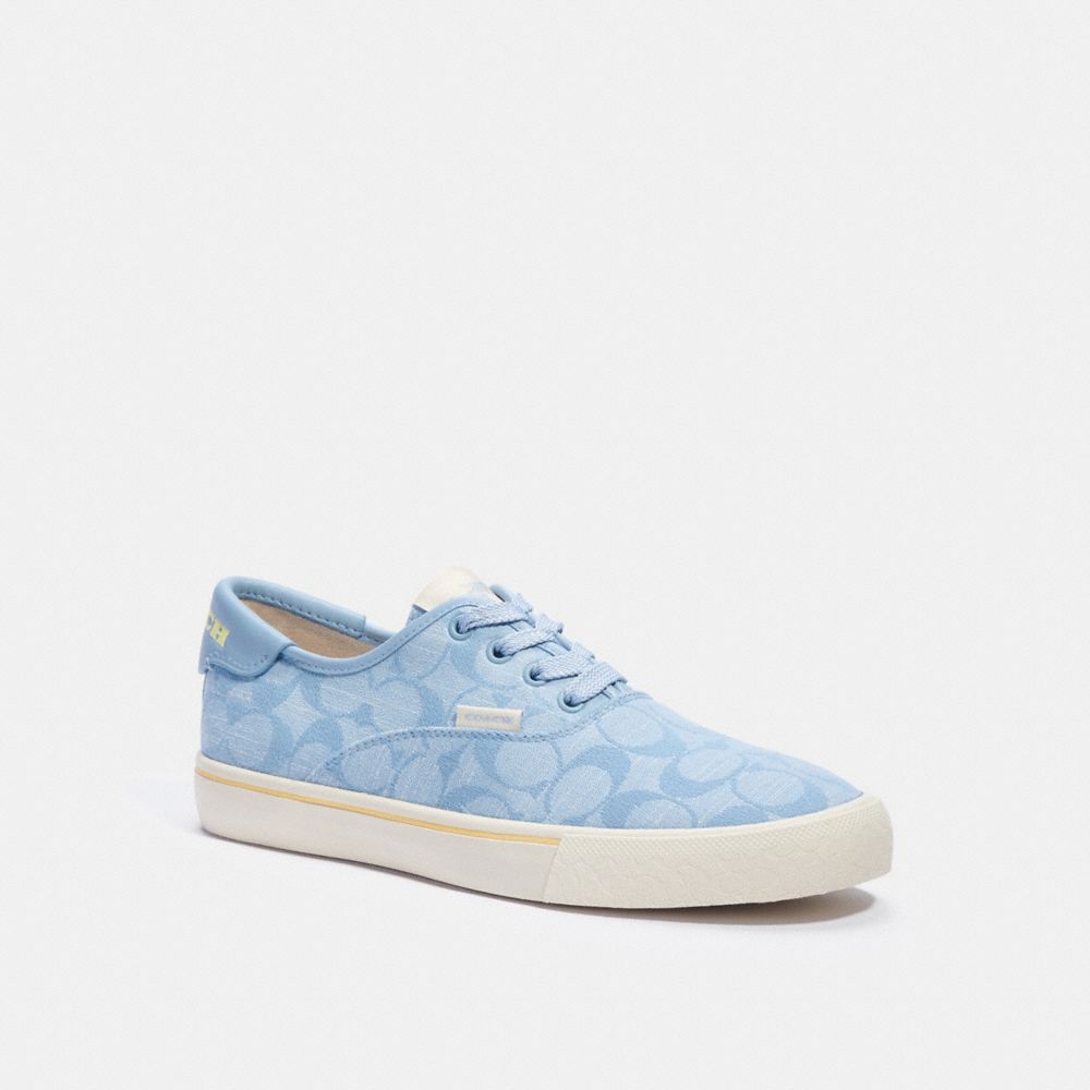 COACH®,CITYSOLE SKATE SNEAKER,Signature chambray,Light Wash,Front View