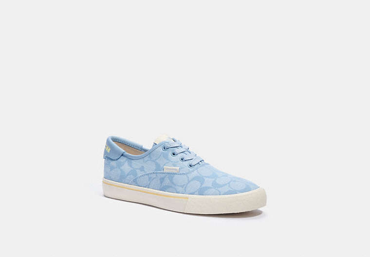 COACH®,CITYSOLE SKATE SNEAKER,Signature chambray,Light Wash,Front View