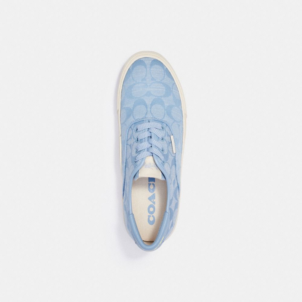 COACH®,CITYSOLE SKATE SNEAKER,Signature chambray,Light Wash,Inside View,Top View