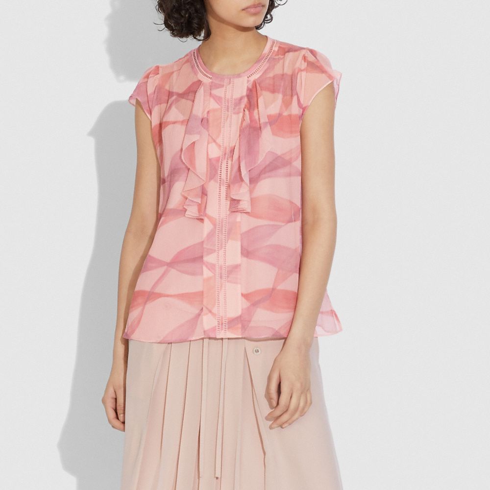 Printed Ruffle Blouse