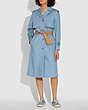 COACH®,MINIMAL TRENCH COAT,Cotton/Polyester,PALE BLUE,Scale View