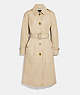 COACH®,LIGHTWEIGHT LEATHER TRENCH COAT,Smooth Leather,Faded Sand,Front View