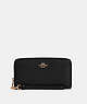 COACH®,LONG ZIP AROUND WALLET,Pebbled Leather,Gold/Black,Front View