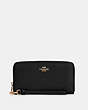 COACH®,LONG ZIP AROUND WALLET,Pebbled Leather,Mini,Gold/Black,Front View