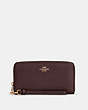 COACH®,LONG ZIP AROUND WALLET,Pebbled Leather,Mini,Gold/Cranberry,Front View