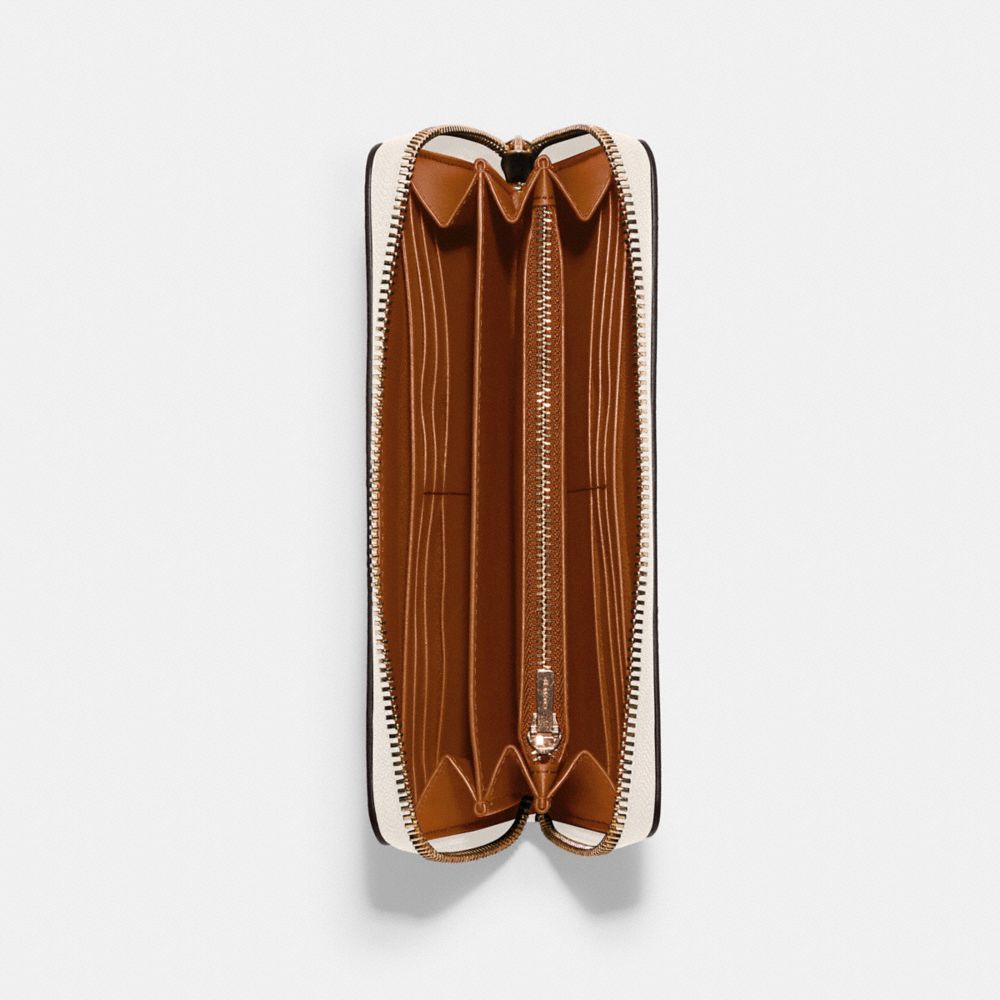 COACH®,PORTEFEUILLE ZIP-CONTOUR LONG,Cuir galet,Or/Craie,Inside View,Top View