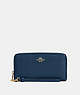 COACH®,LONG ZIP AROUND WALLET,Pebbled Leather,Mini,Gold/Denim,Front View